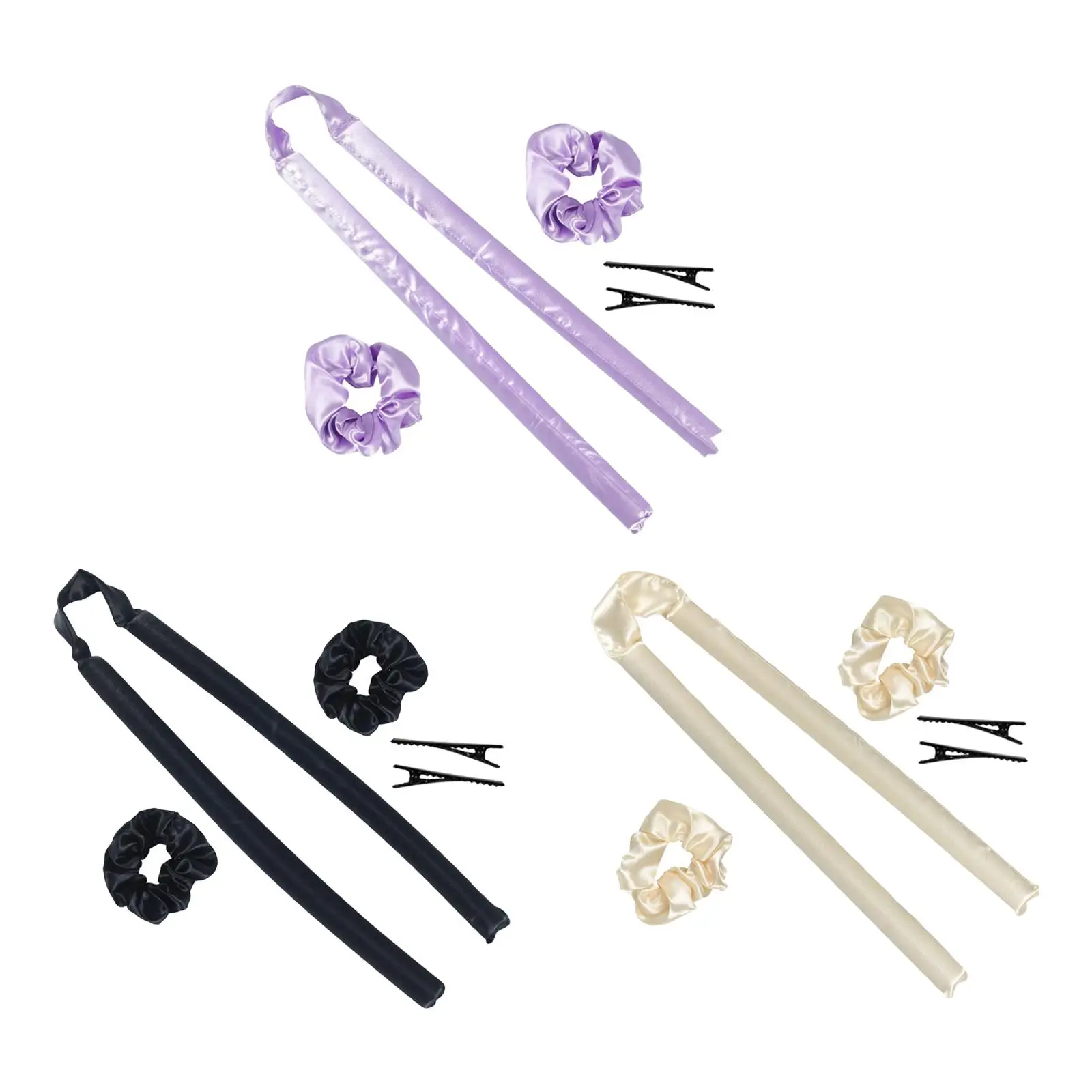 

Heatless Curling Rod Headband Hair Roller Curls with Hair Clips and Scrunchie Ribbon Hair Curler DIY Styling Tool for Long Hair