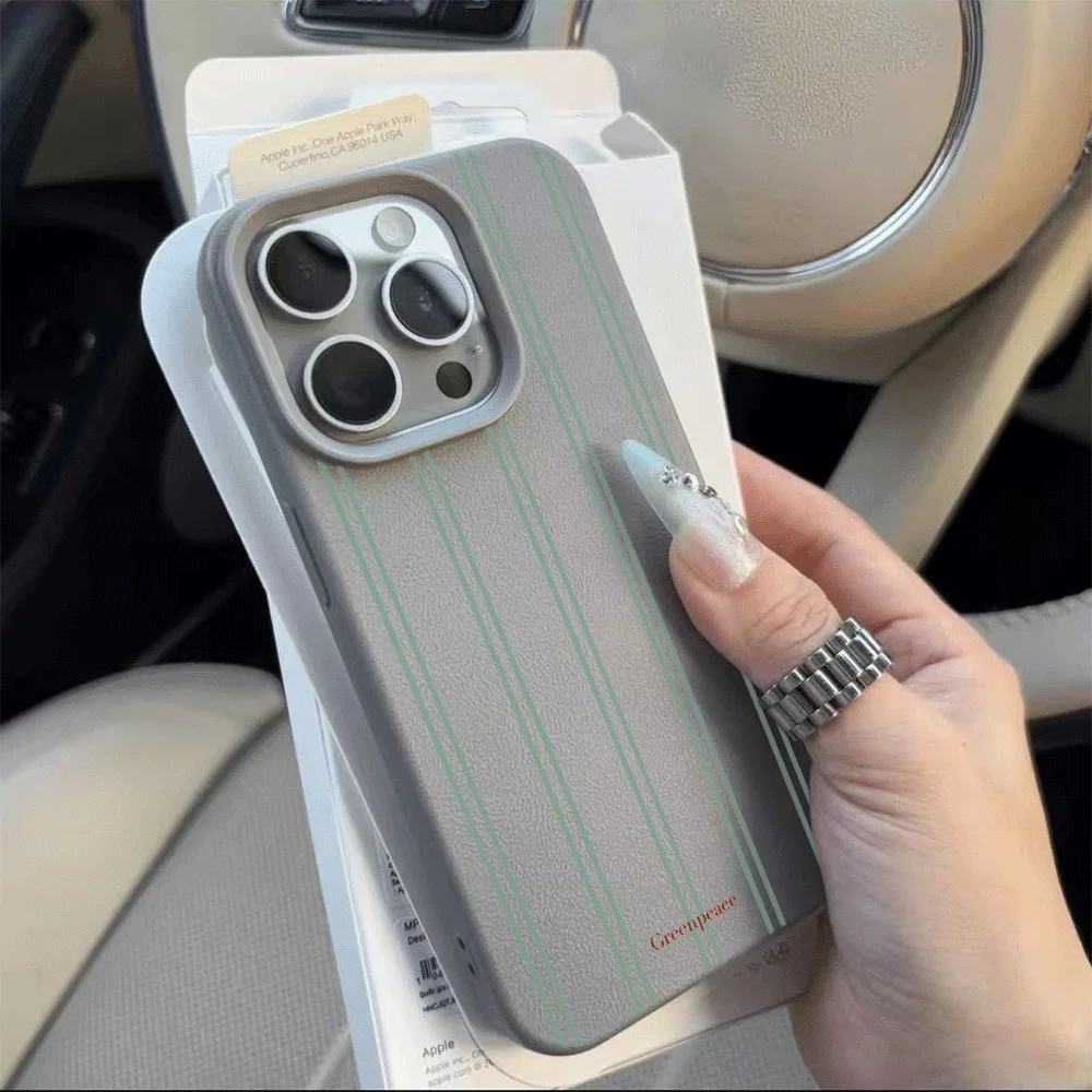Koreanischer Stil Rosa-Weiß Gestreifter Handyhülle für iPhone 17 16 15 14 13 12 11 Pro Max Plus 17 X XR Silikon Matt Weiche Hülle – Detail 10
