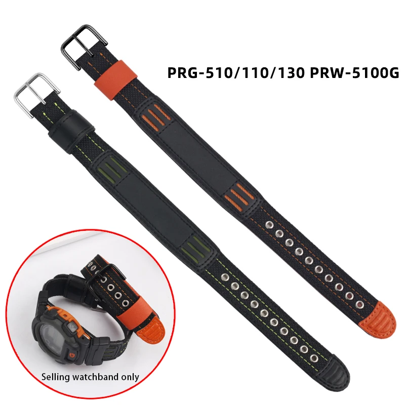 23mm Canvas Watch Strap With Adapter  for Casio PRG-510/110/130 PRW-5100G Integrated Nylon Accessory Bracelet