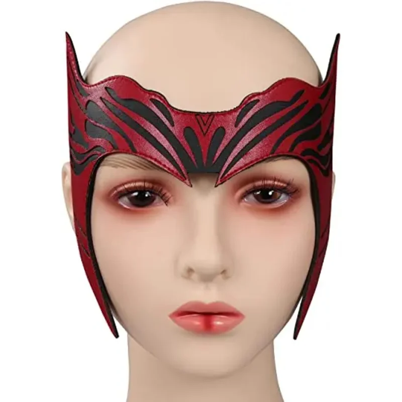 Peluca de bruja escarlata, cabello rizado resistente al calor, máscara de Cosplay, Marrón largo, ondulado, de separación media, Wanda Maximoff
