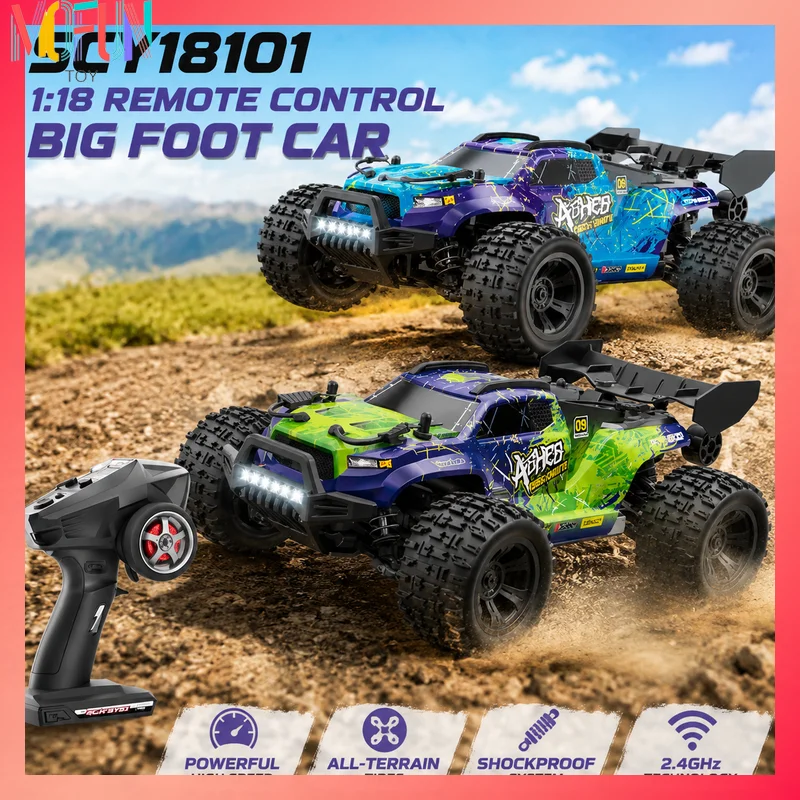 1/18 High-Speed Brushless RC Car 4WD Off-Road Monster Truck 28-50km/H RTR Remote Control Vehicle for Adults