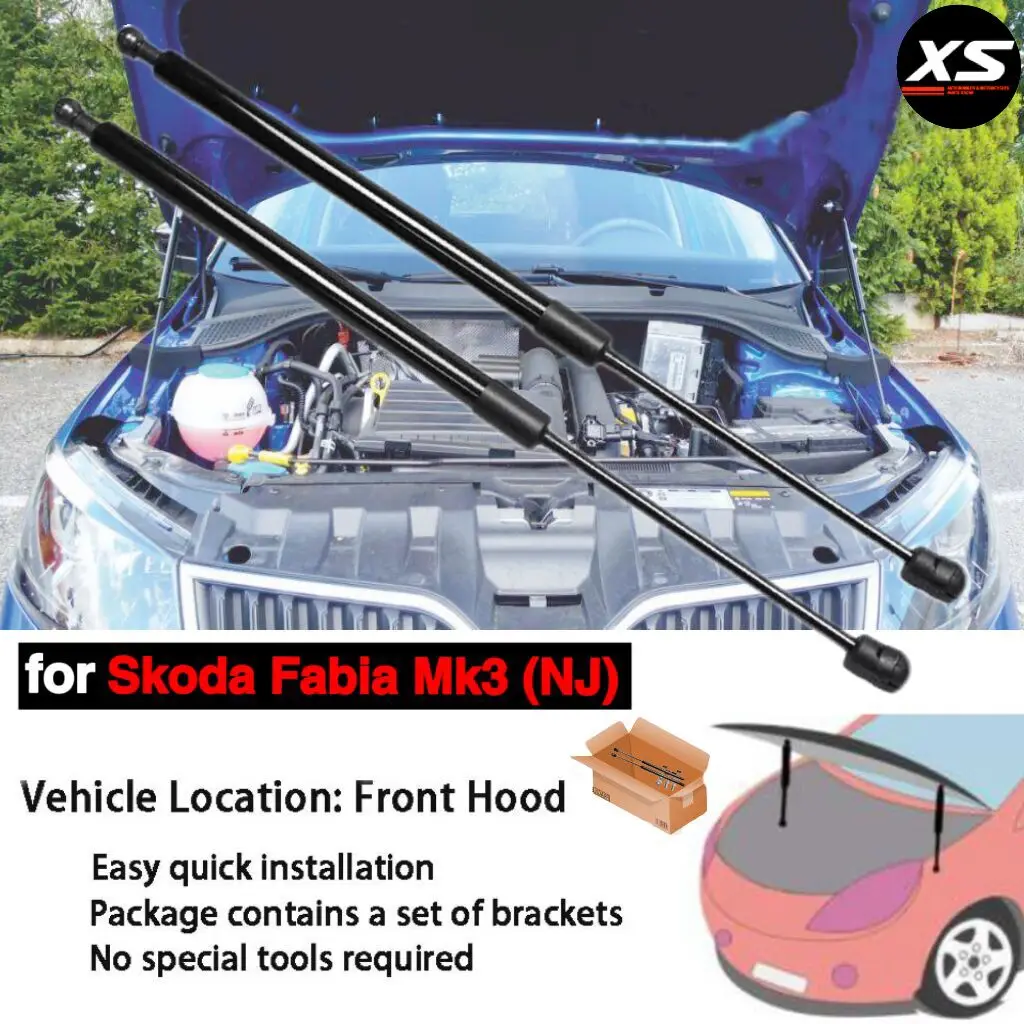 For Skoda Fabia Mk3 NJ 2015-2021 Front Bonnet Hood Modify Gas Struts Carbon Fiber Lift Support Shocks Damper Absorber Cylinders