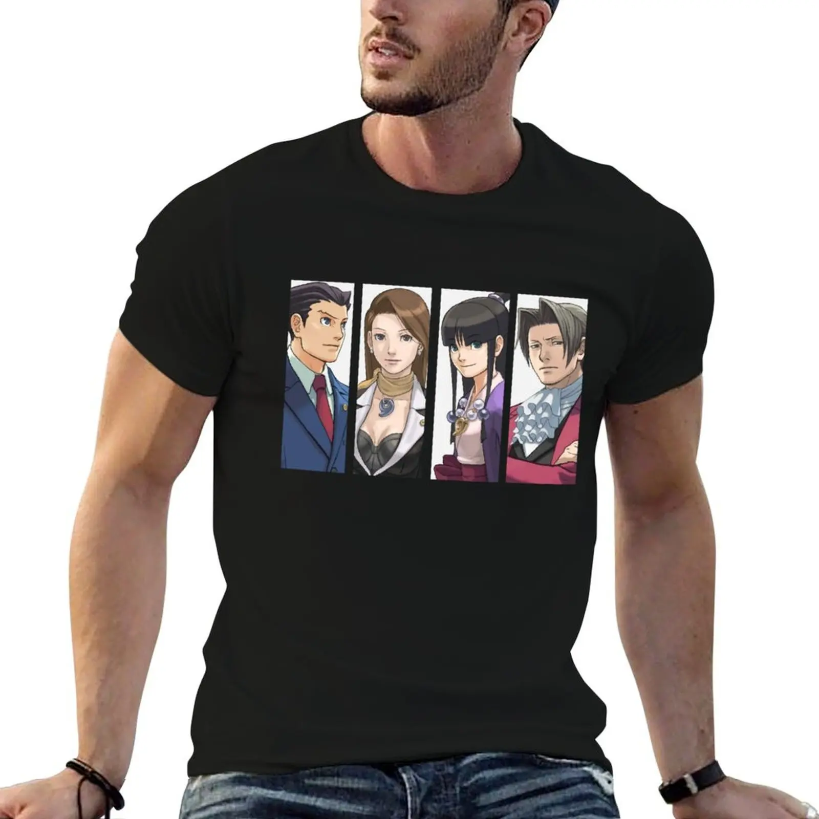 T-shirt Ace Attorney Panels, style décontracté, pour le travail