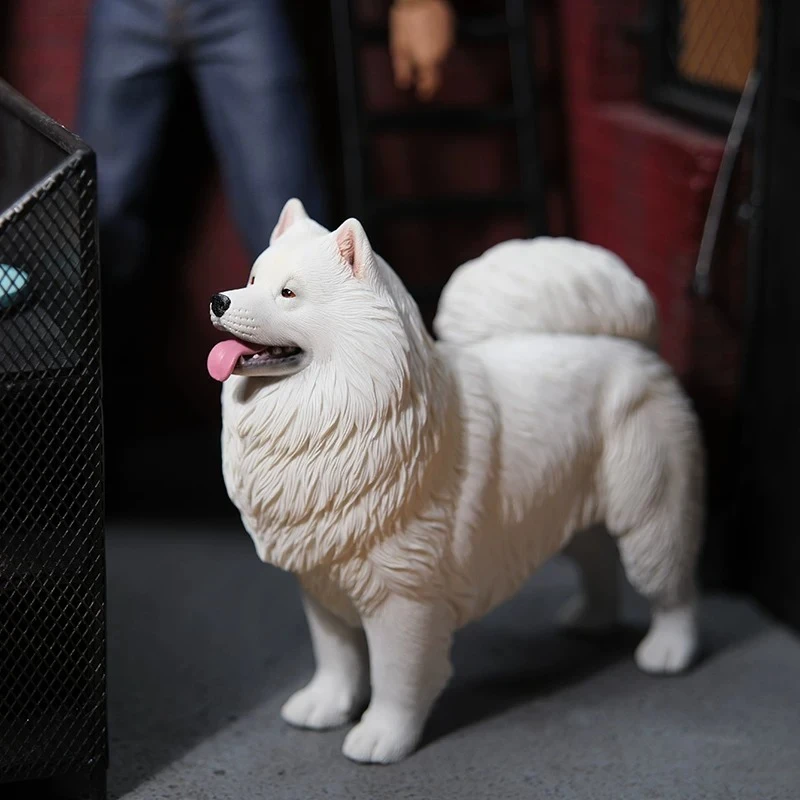 

In Stock JXK 1/6 Scale Handmade Cute Puppy Samoed Animal Model for 12" Desktop Ornament Decoration Gift Collection