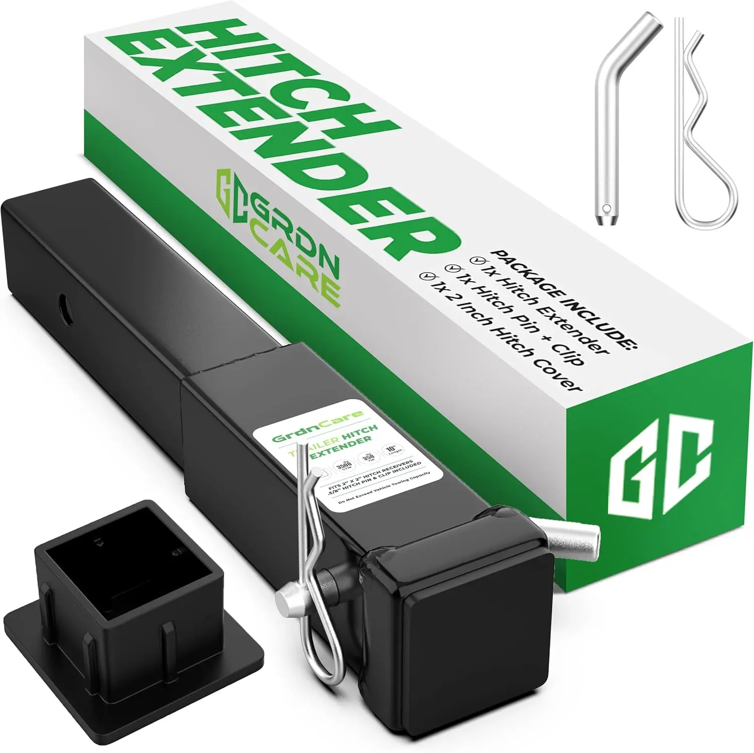 

10' Heavy-Duty Trailer Hitch Extender for 2' Receiver, Alloy Steel, 3,500 lbs GTW, Includes Pin, Clip, Cover, Rust-Resistant