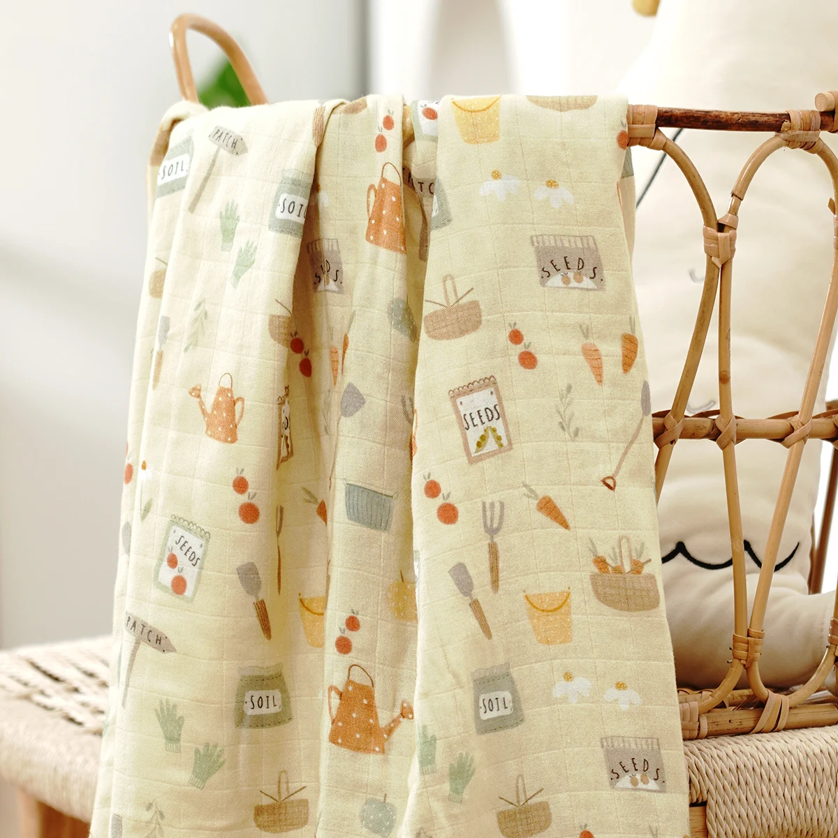 Elinfant Digital Print Bamboo Cotton Muslin Swaddle Blanket Soft Baby Bath Towel Swaddle Wrap Stroller Cover