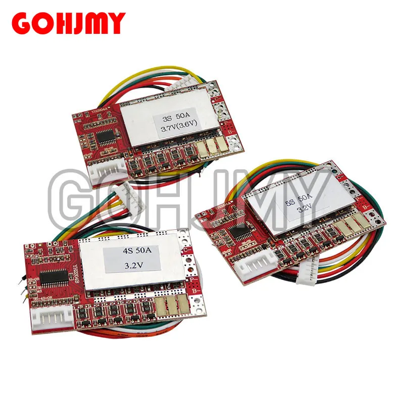 3S 4S 5S 50A BMS Board 3.2V/3.7V Iron Phosphate LiFePO4 Battery BMS 3.2/3.7V 18650 Lithium Battery Protection Board w/Balance