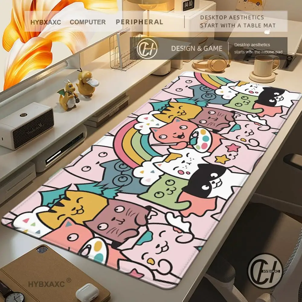 Tappetino per mouse simpatico gatto e mouse Tappetino per scrivania HD carino Tappetini per tastiera da gioco estesi Tappetino per mouse per giocatori XXL grande 90x40 cm