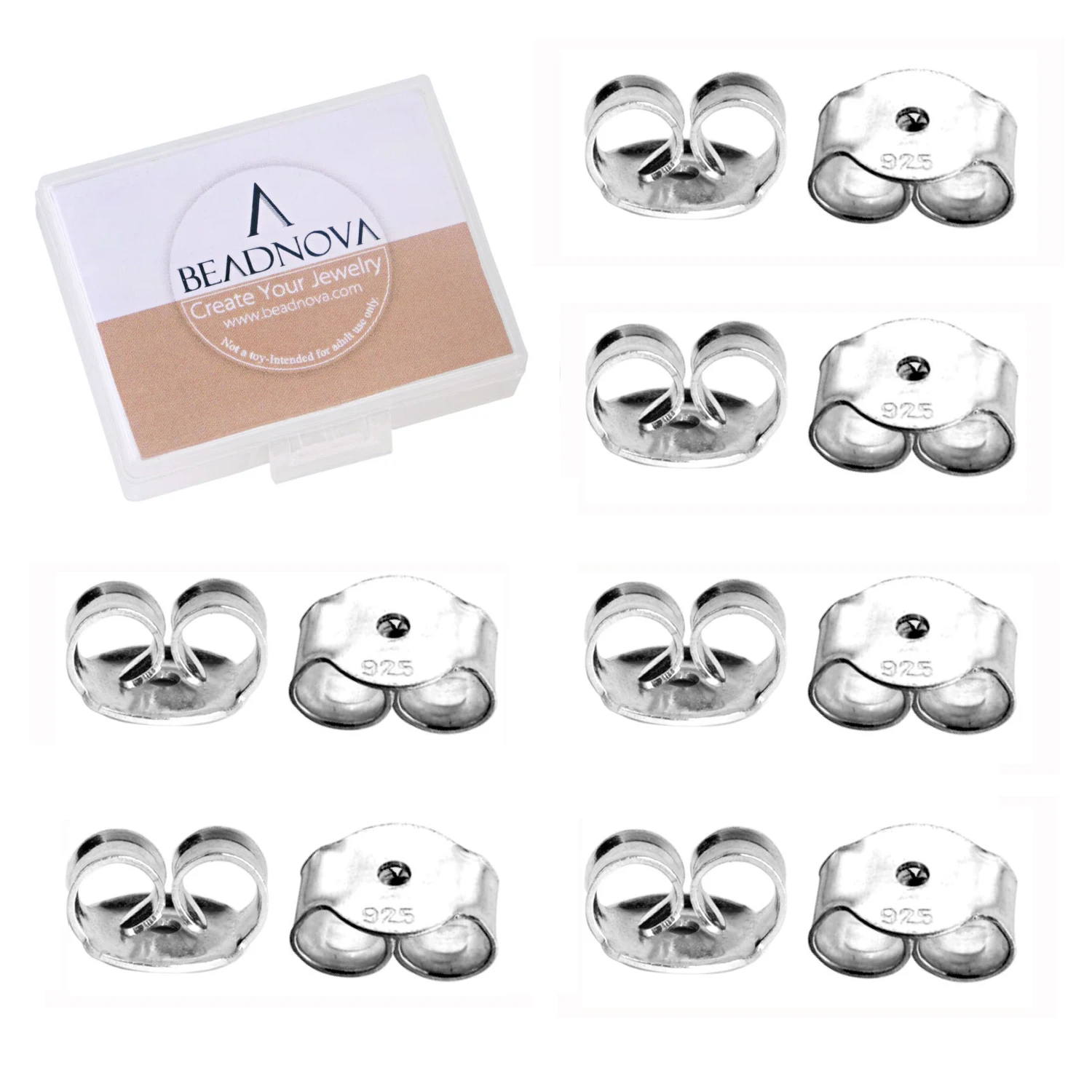 

BEADNOVA 925 STERLING SILVER EARRING BACKS STOPPERS STUDS BUTTERFLY FOR REPLACEMENT