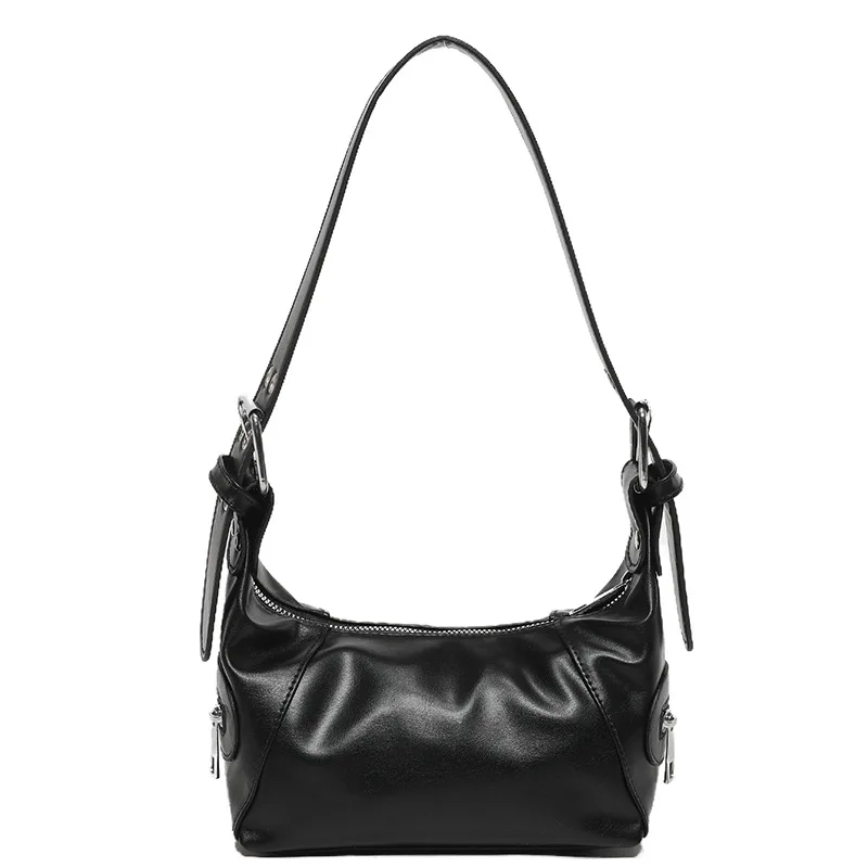 Underarm Bag Women's Bag Cool Drag Style Single Shoulder Underarm Stick Bag Niche Design Leather Zipper Single Shoulder Handbag image 2
