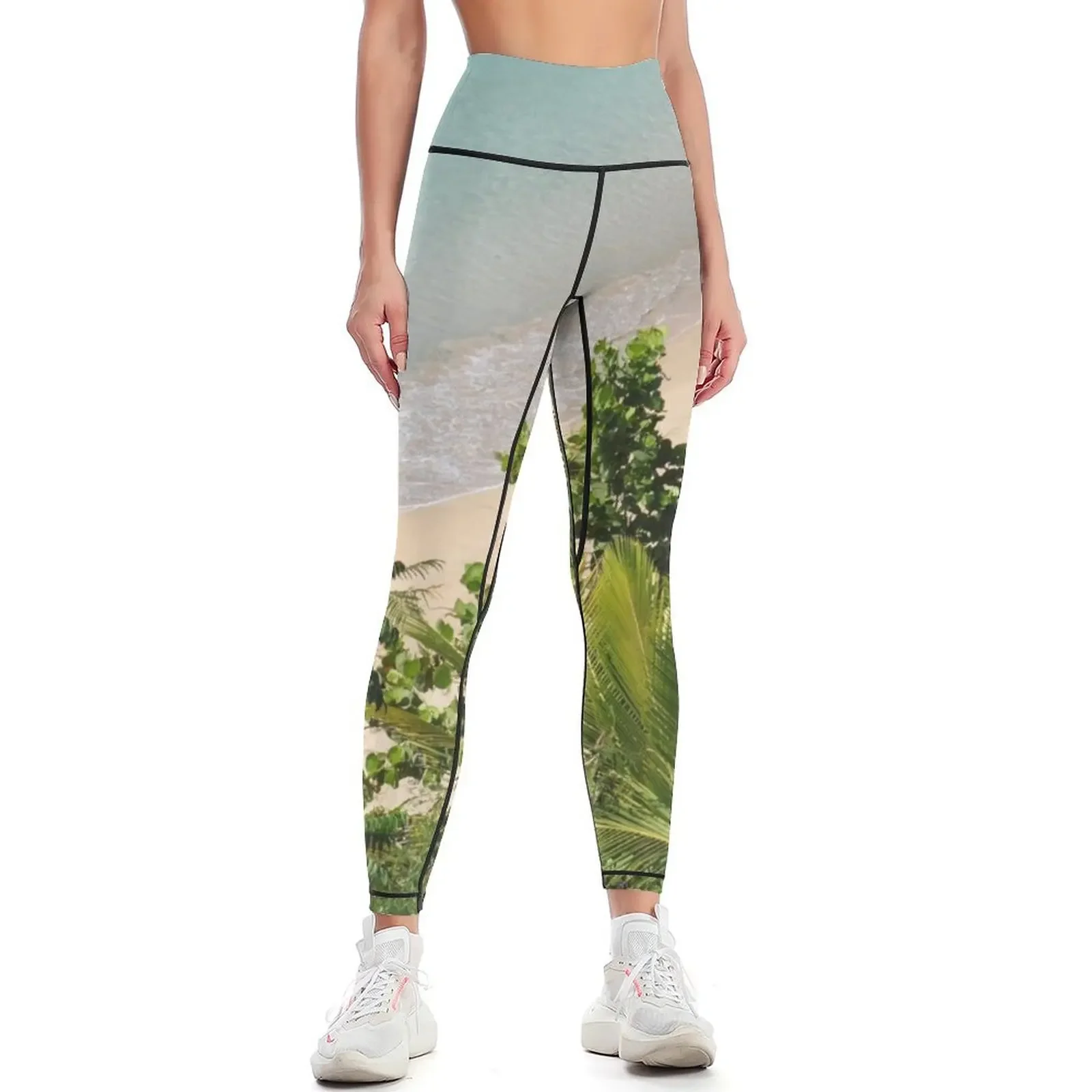 

Palm Trees Beach Leggings Tight fitting woman gym's sportswear harem pants Womens Leggings