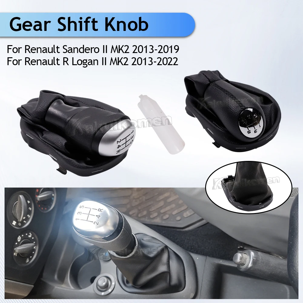 New 5 6 Speed Gear Shift Lever Knob With Rod Dust Cover For Renault R Logan II 13-22 Sandero II 13-19 Gearbox Cover 969356242r