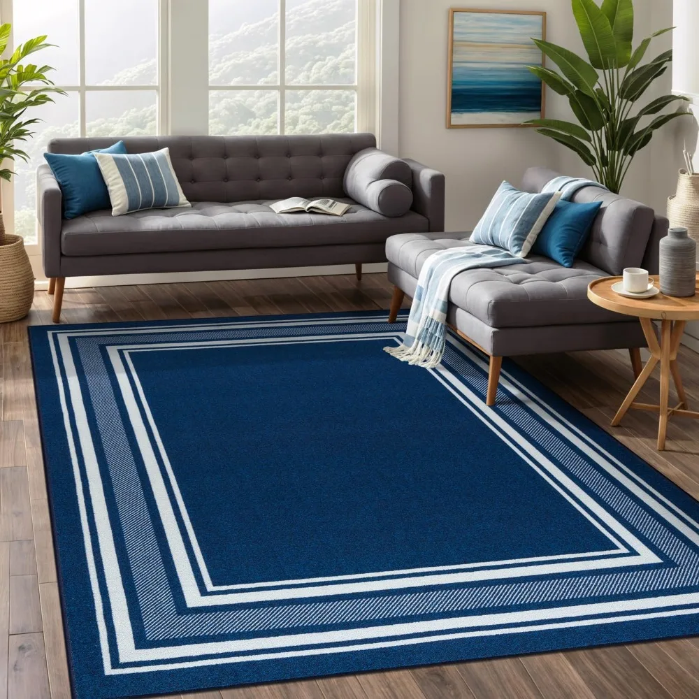 Beverly Rug Non Slip Area Rugs 5x7 Modern Bordered Non Skid Rubber Backing Soft Area Rug for Living Dining Room Easy to Clean No