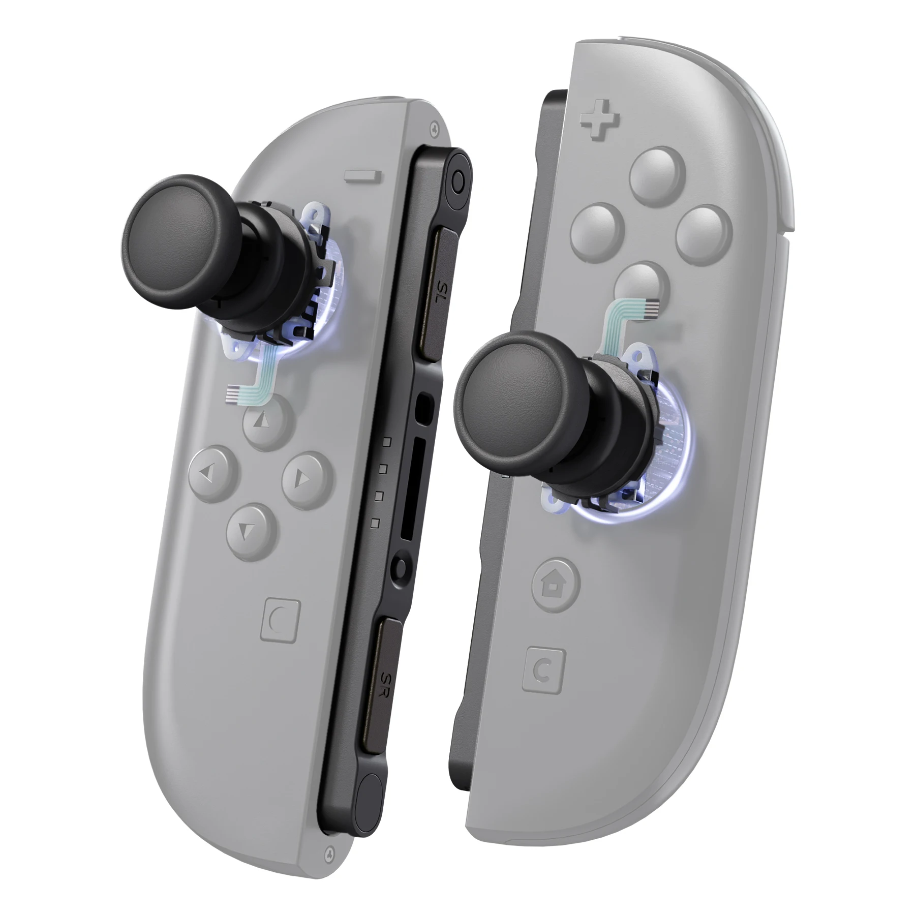 

eXtremeRate Replacement 3D Joystick & Thumb Grips & Side Rail Shell Buttons for Nintendo Switch 2 JoyCon - Black