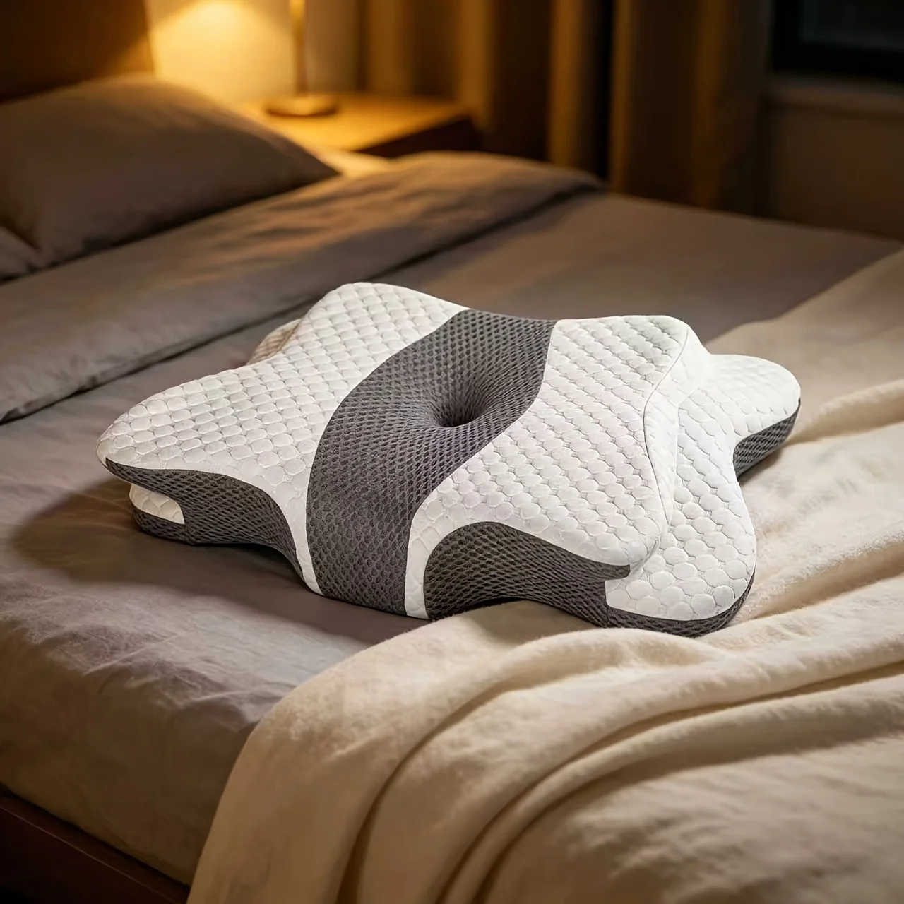 Butterfly Memory Neck Pillow – Ergonomic 3-Point Support Pillow for Head, Neck & Shoulders, Removable Washable Cover, Ideal for