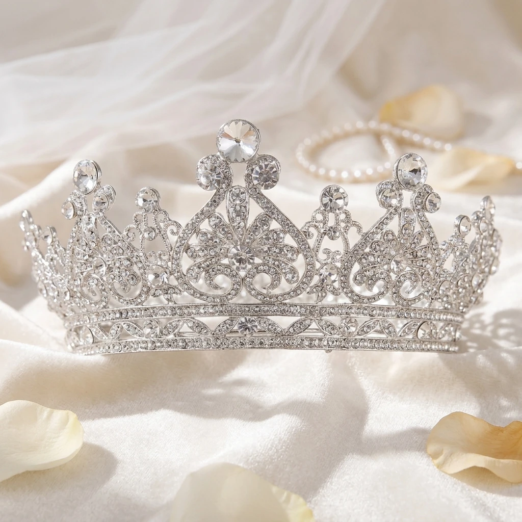 Sparkling Rhinestone Bridal Tiaras Full Round European Style Wedding Crown for Brides Ceremony Party Photoshoot Hair Jewelry view 5