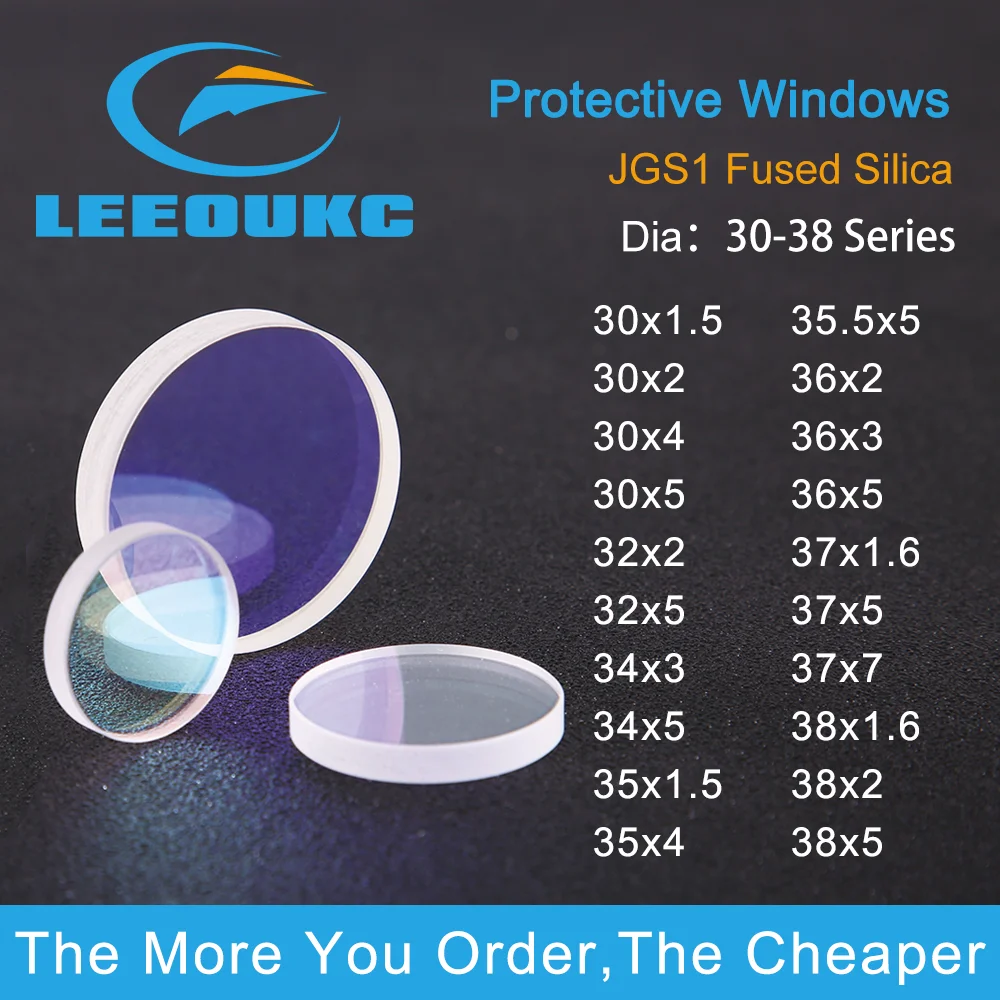 

Dia:30 Series Fiber Laser Protective Windows/Lens 30*1.5/30*2/34*5/37*7mm For Raytools WSX Bodor Laser Head Machine