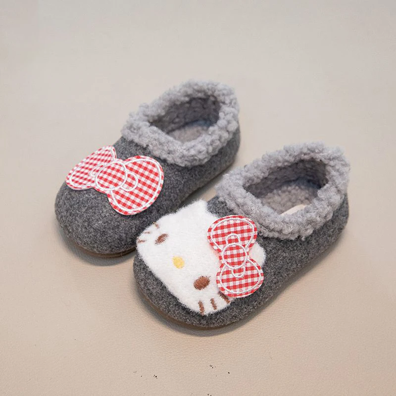 Kawaii مرحبا كيتي صوف مبطن النعال 2025 شتاء جديد وصول الفتيات الدافئة المضادة للانزلاق أحذية قطنية النعال المنزل لطيف فتاة هدية #6