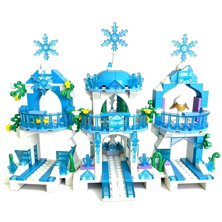 504 PCS MOC Dreamy Ice Villa Snow Castle Building Blocks Set Toys, DIY Princess Scene Decor, Girl Toy Gift For Girls - view 2