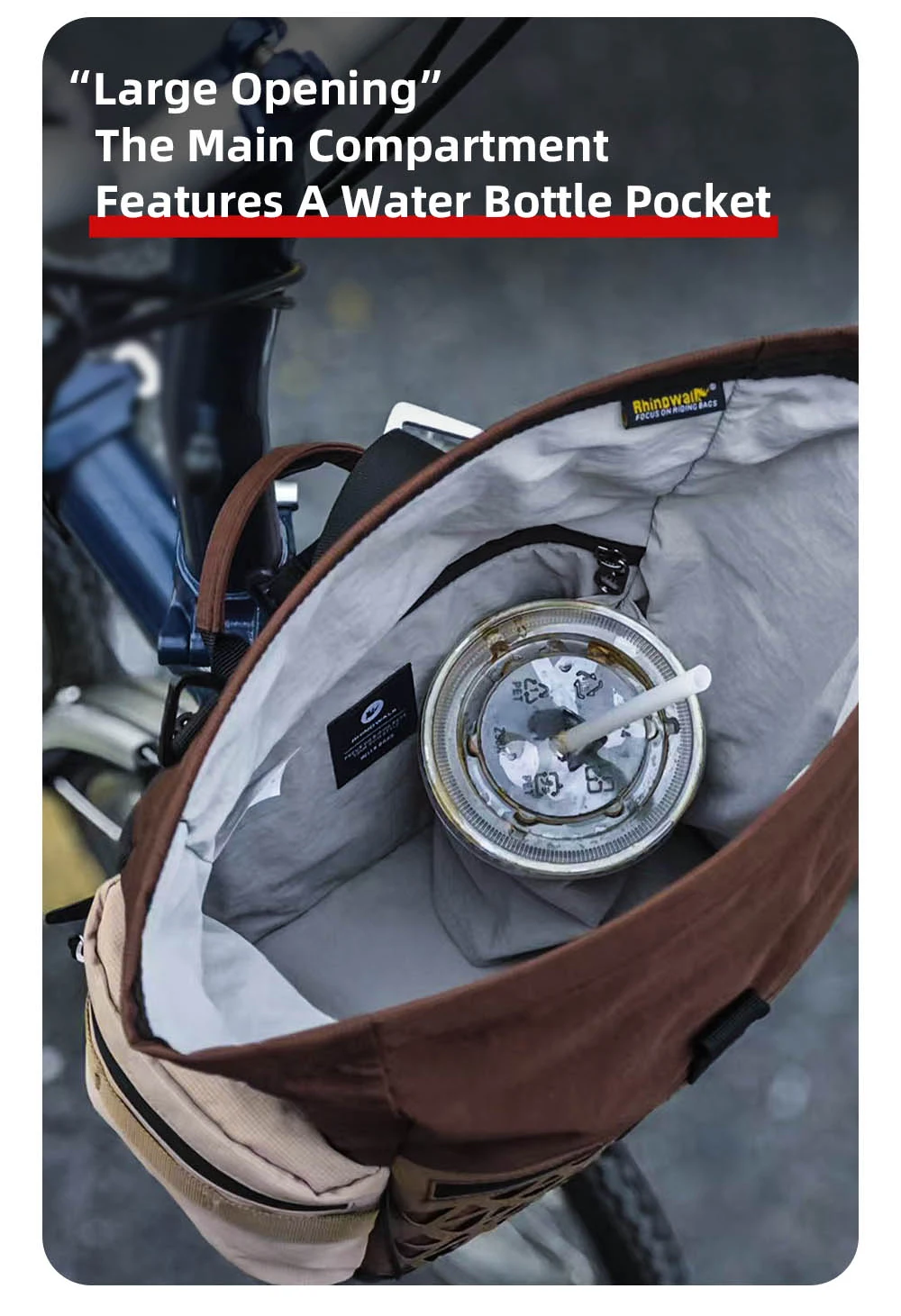 Rhinowalk Bicycle Handlebar Bag 6.5L Quick Release Bike Front Bag Comes With Rain Cover For Brompton Folding Bike Urban Cycling