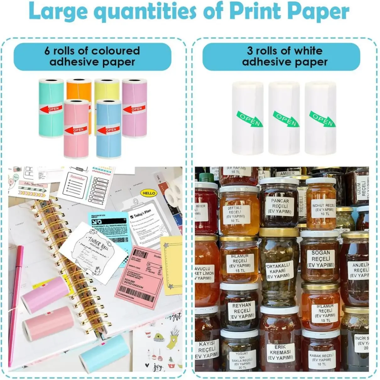 Mini Printer Color Sticker Thermal Paper Label Paper Sticker Photo Papers for PeriPage PAPERANG Poooli 57X25mm Photo Printer