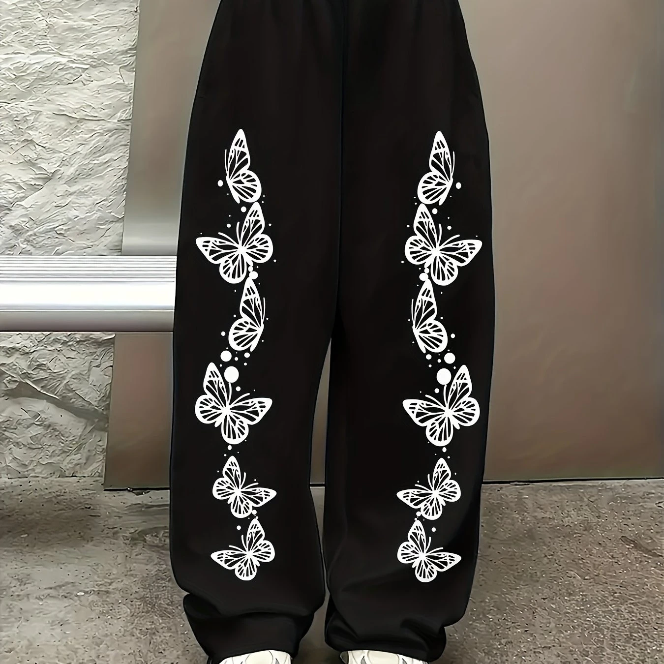 

Women's and Men's Casual Jogging Sports Pants with Dreamy Butterfly 3D Print, Drawstring Straight Leg Sports Pants