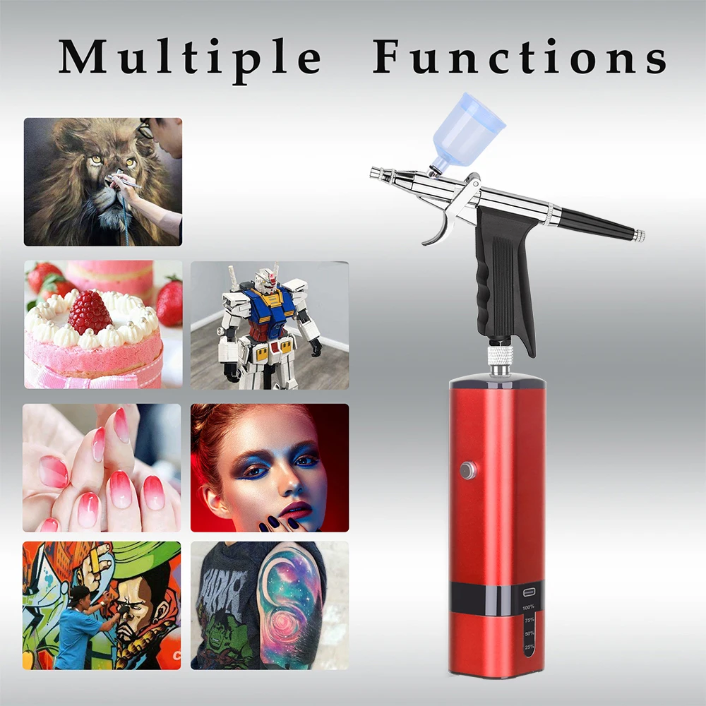 Personal Mini Cordless Airbrush With Compressor Set High Pressure Super Works Mineral Car Art Design Nail Graffiti Graphic Kit