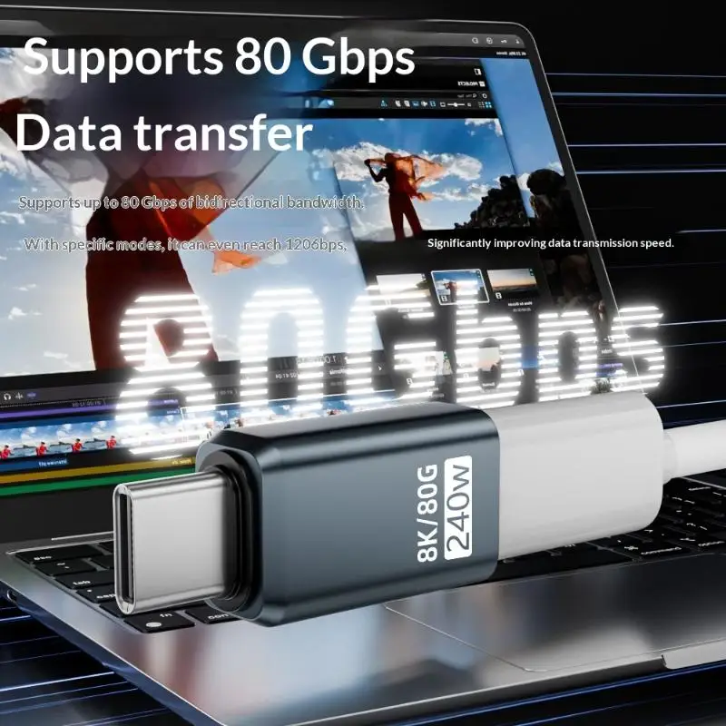 1Pcs USB-C Male To Female Adapter USB4 Connecter 240W 80Gbps 8K 60Hz USB C Adapter For Thunderbolt 5/4/3 Laptop Phone 16 Pro Ma