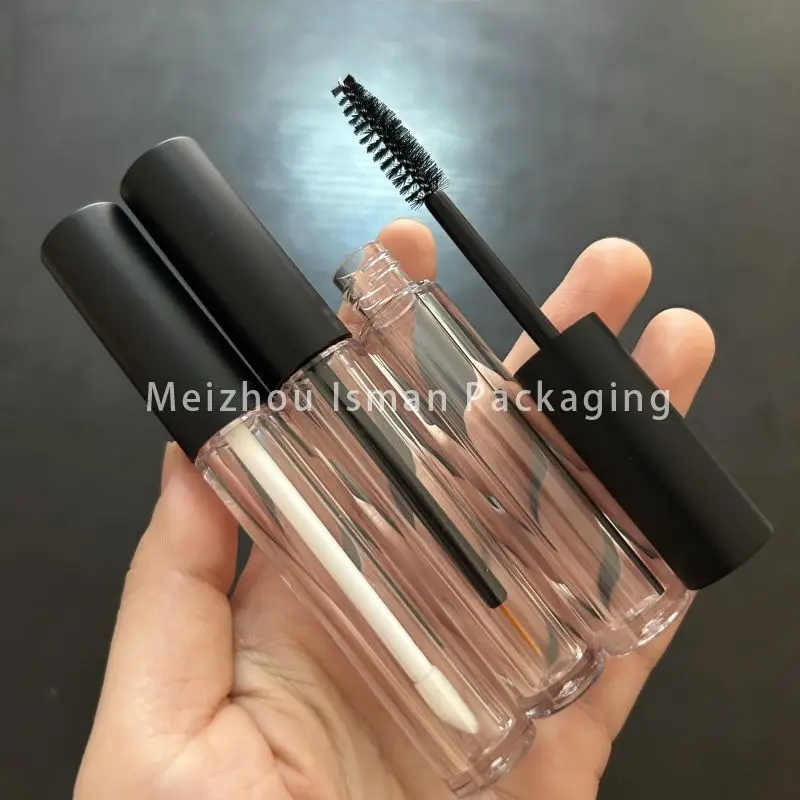 50Pcs new style matte black top mascara container cosmetic lip gloss packaging bottle eyeliner tube with wands brush 3ml