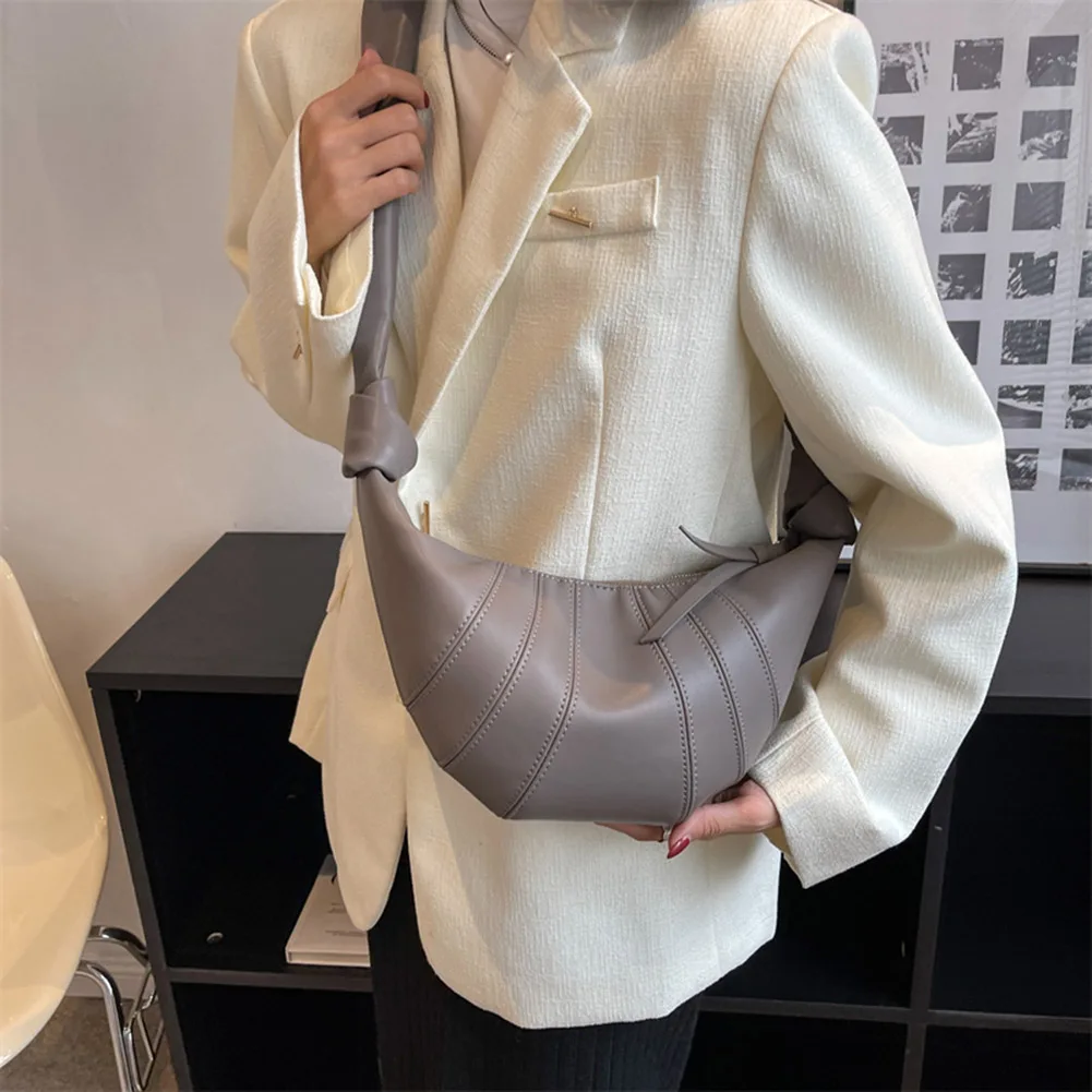 French Half Moon Satchel Soft Leather Vintage Dumpling Bag 2023 High Quality Ladies Crossbody Bag Solid Hobo Bag PU Designer Bag