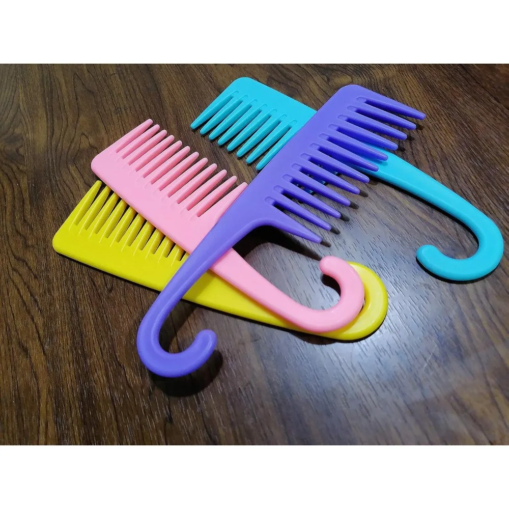 Wide Tooth Detangling Comb for Shower and Daily Use 4 Pack Professional Wide Teeth Hair Comb Wet and Dry Detangler with Hook for Women and Salon