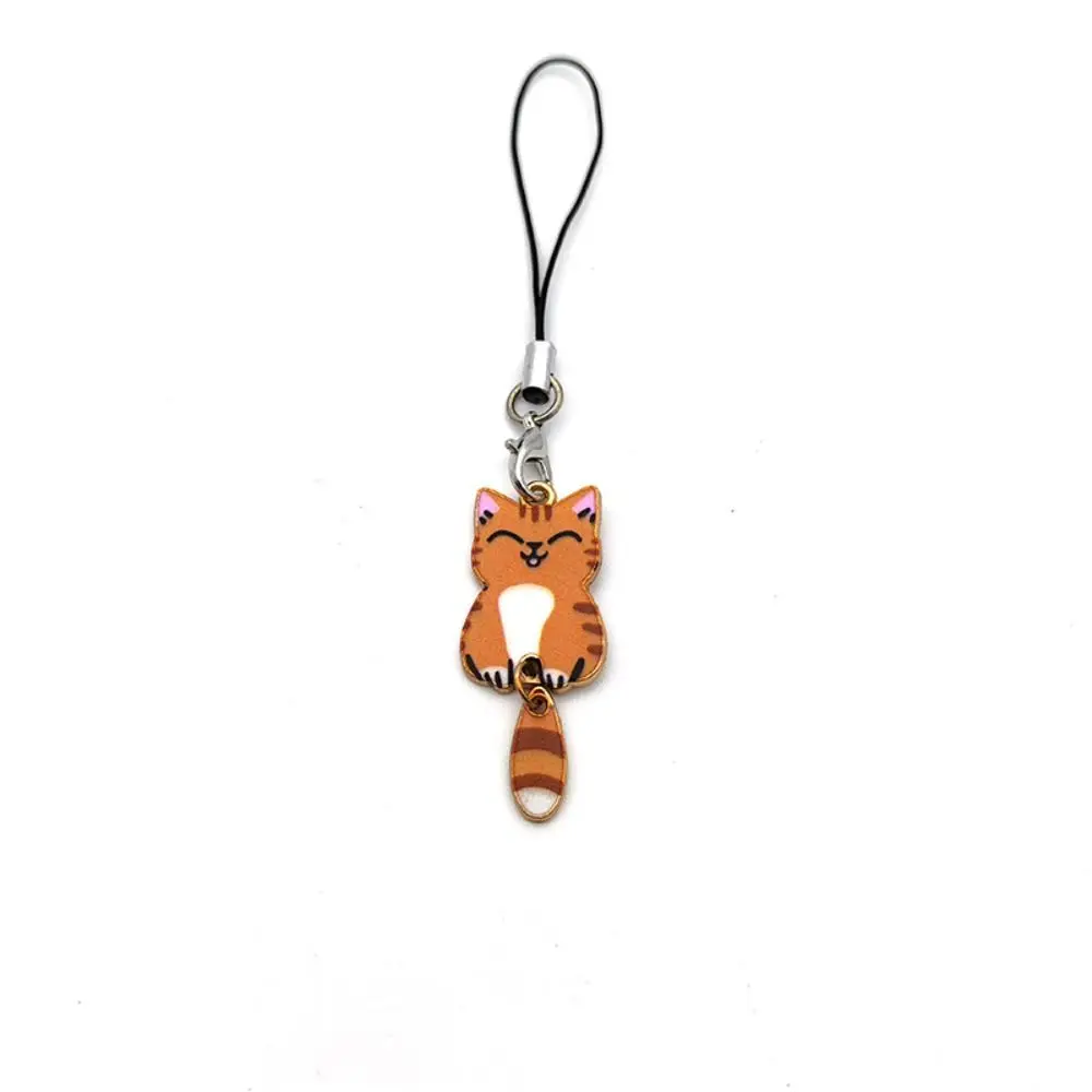 Kitten Pendant Cat Phone Strap Wag Tail Cellphone Chain Y2K Phone Charm Anti Lost Keychain Phone Lanyard Backpack Ornament