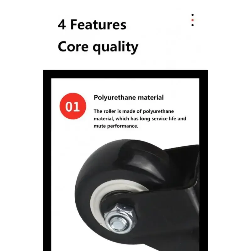 4pcs 2 Inch Swivel Caster with M8/M10/M12 Screw 60mm Extended Brake Polyurethane Double Bearing Universal Wheel for Furniture