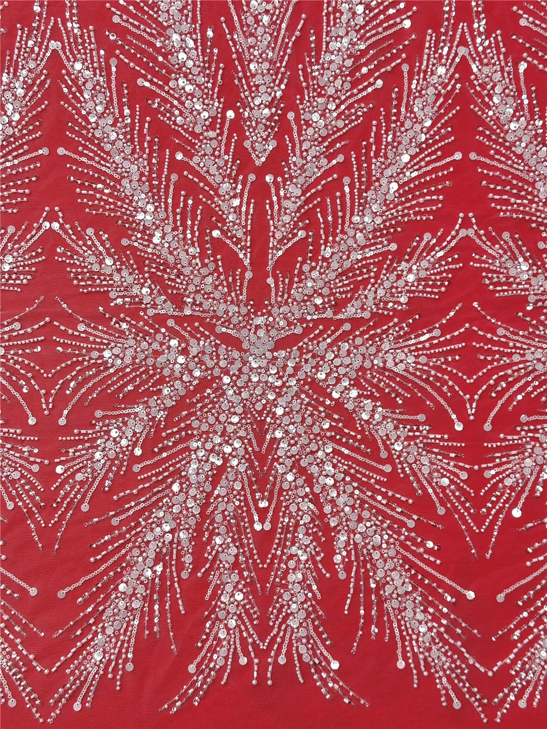 最新のナイジェリア製スパンコールレース生地、重厚な手刺繍ビーズレース生地、豪華なフランス刺繍ビーズレース生地、ウェディング用-SHIT