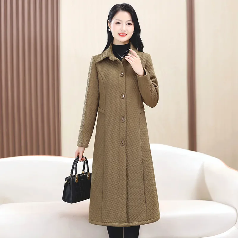 Autumn Winter New Thicke Long Windbreakers Coat Women's Overcoat High-End Fashion Slim Warm Single-Breasted Chic Trench Coat