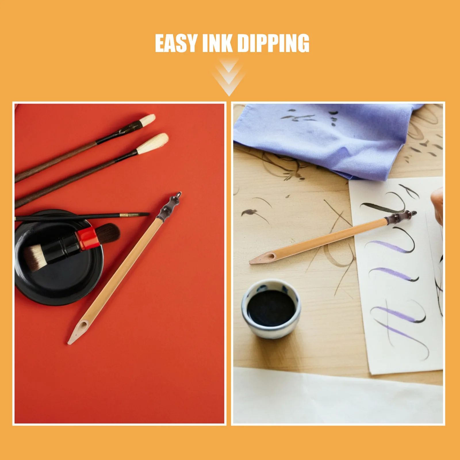 2Pcs Vintage Bamboo Dip Pen Handcrafted Calligraphy Tool for Chinese Manga Lettering Beginners Smooth Ink Control Bamboo Art Pen