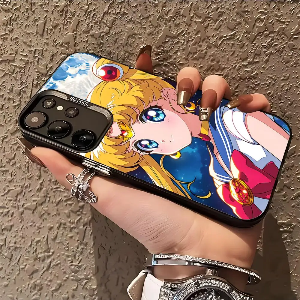 

Anime Moon Girl Phone Case for Samsung Galaxy S26 S25 S24 S23 S22 S21 S20 Note20 Plus Ultra Colorful Silver Cover