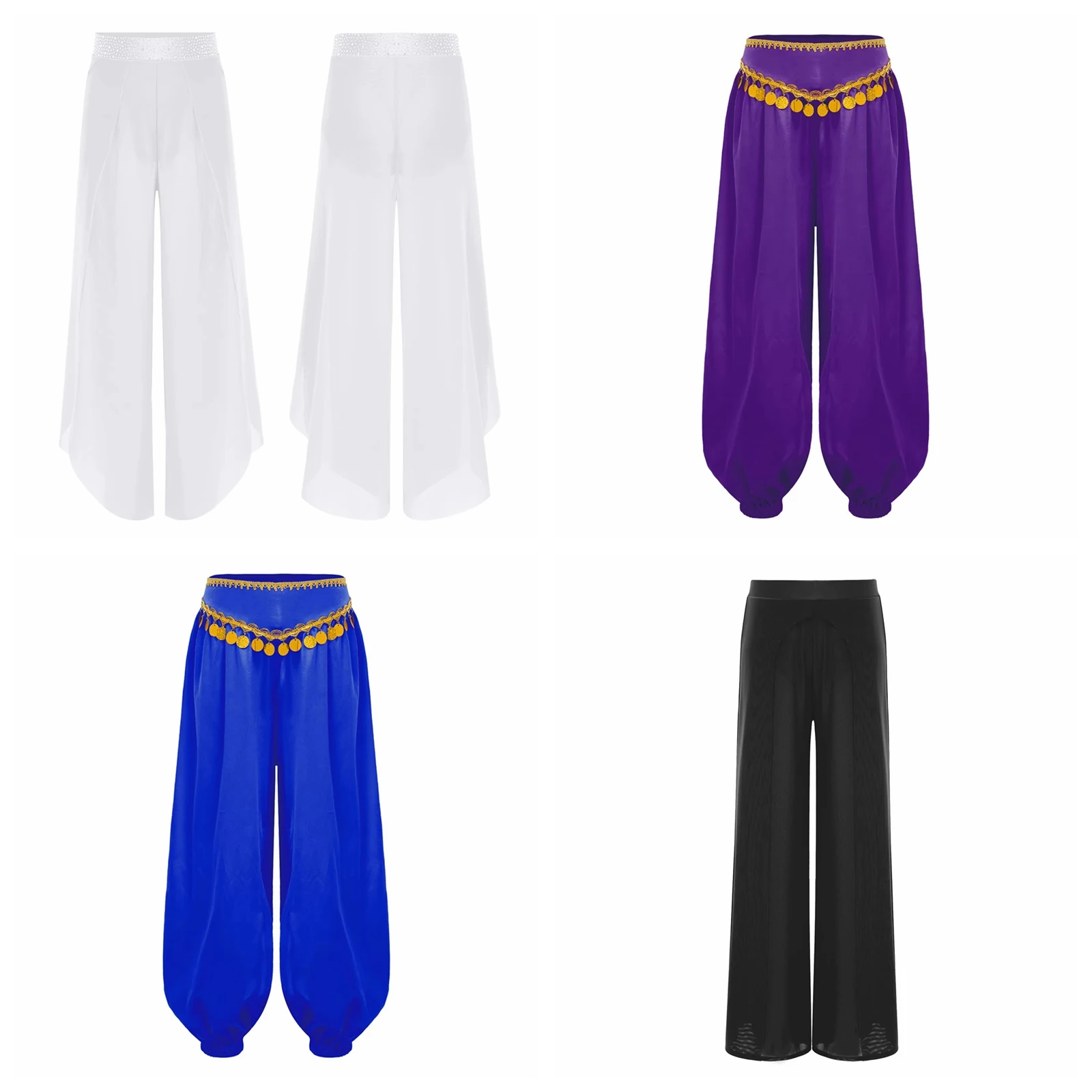 

Lyrical Dancewear Children's Side Split Mesh Trousers Stage Performance Clothes Kids Modern Dance Pants Girls Dancing Costume