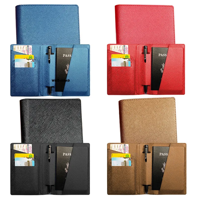 Portefeuille de voyage multifonctionnel, porte-passeport, sac de rangement pour documents de voyage, insertion de stylo, couverture de passeport multi-cartes, étui d'évaluation