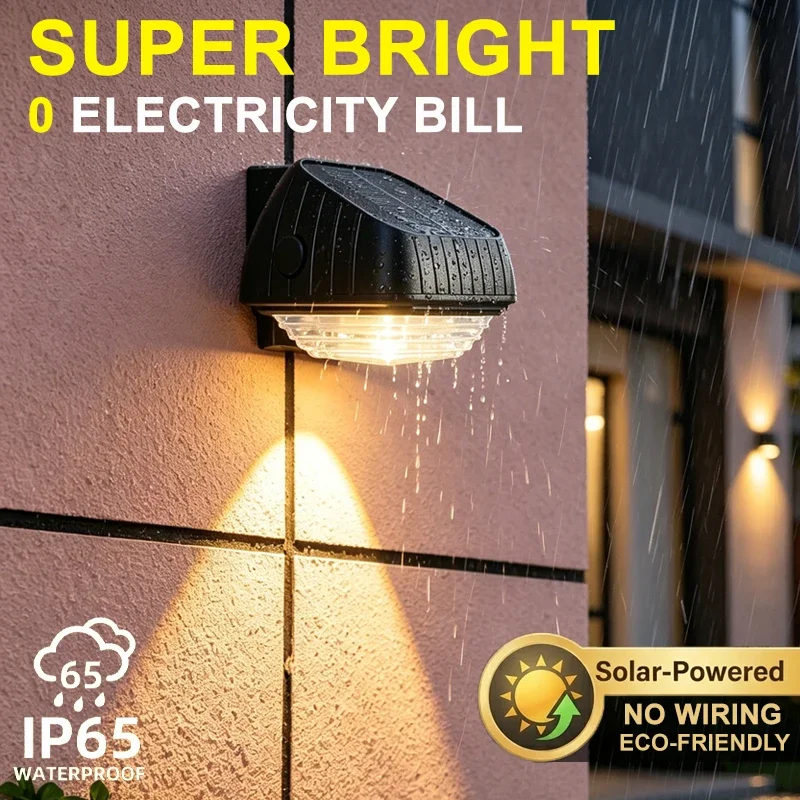 1-5pcs Solar Yard Wall Lights IP65 Waterproof Outdoor LED Warm White Wash for Fence Balcony Patio Step Ambient Mood Home Decor