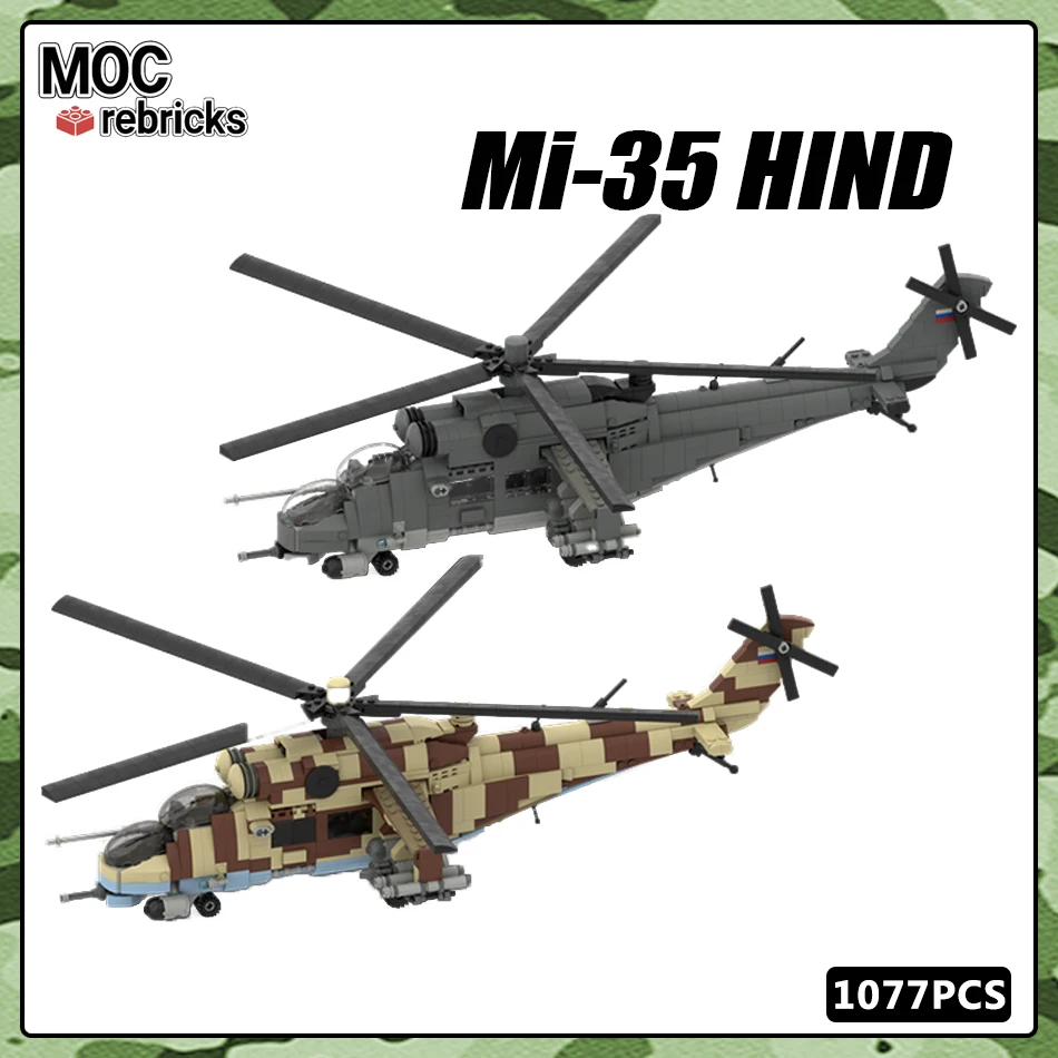 

MOC Military Series Mi-35 HIND Armed Helicopters Building Block Model Bricks Collection DIY Toys for Kid Christmas Gifts