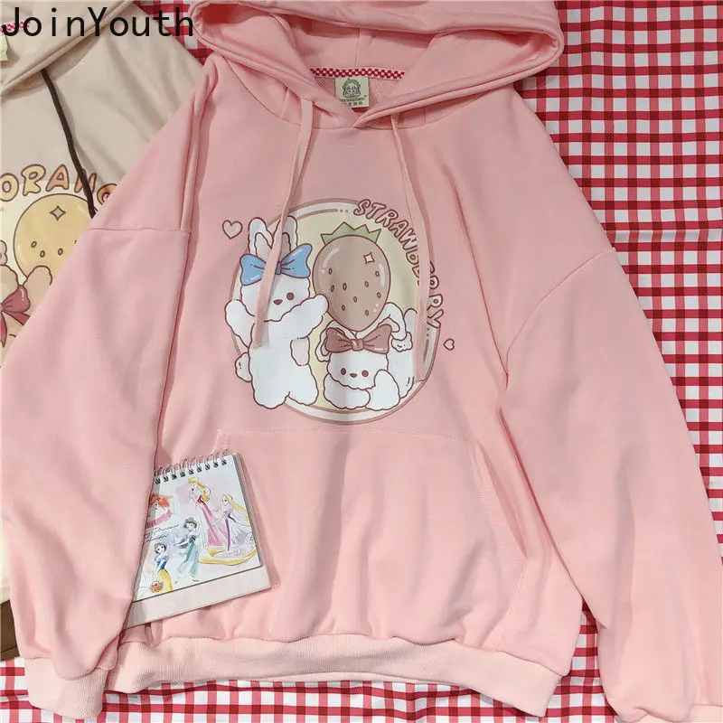 Joinyouth Anime Hoodies Women Cartoon Hooded Pink Tops 2023 Fashion Woman Sweatshirt Fall Clothes Loose Japanese Cute Hoodie