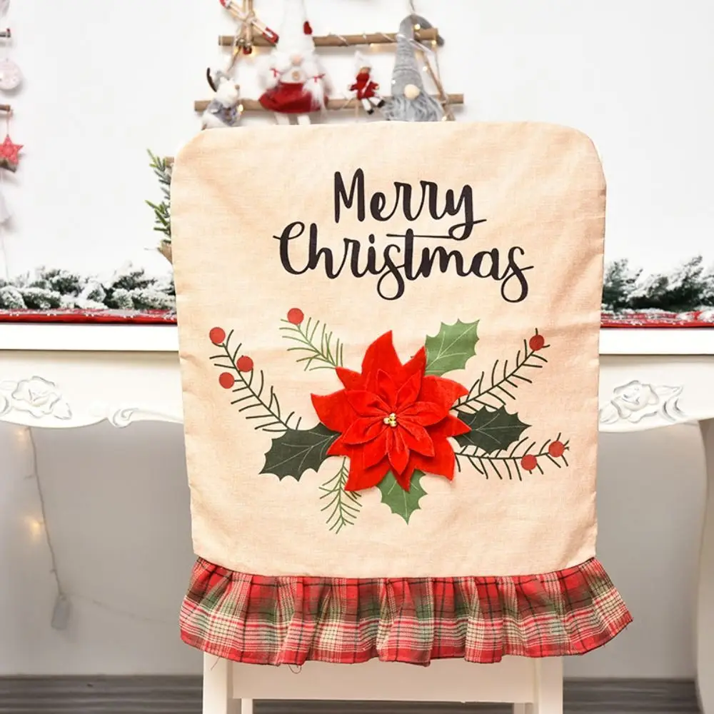 Simple Cartoon Christmas Chair Cover Soft Stretch Xmas Dinner Chair Seat Cover Removable Christmas Table Decor Dress-up Props