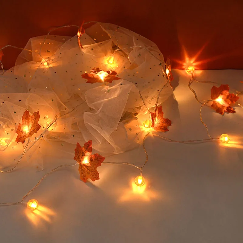

1.65M 3.2M Artificial Maple Leaves LED Light String DIY Autumn Garlands Home Outdoor Garden Halloween Hanging Decoration