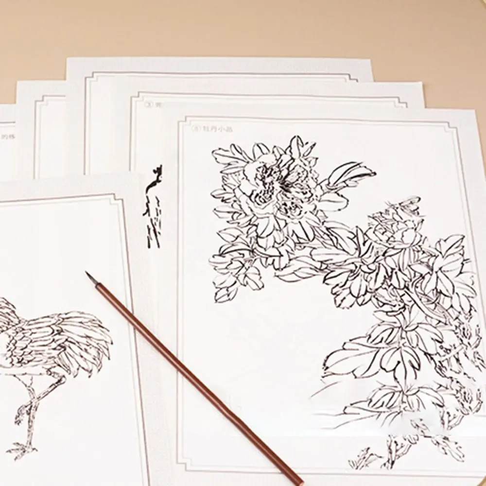 Hand Drawn Chinese Painting Sketch Basic Tutorial Figures Landscape Line Draft Practice Book Flowers Practicing