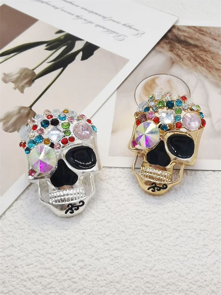 1PC Metal Pins Shoe Lace Charms Accessories New DIY Colorful Rhinestone Skull Shoelace Buckle Decorations For Women\'s Sneaker