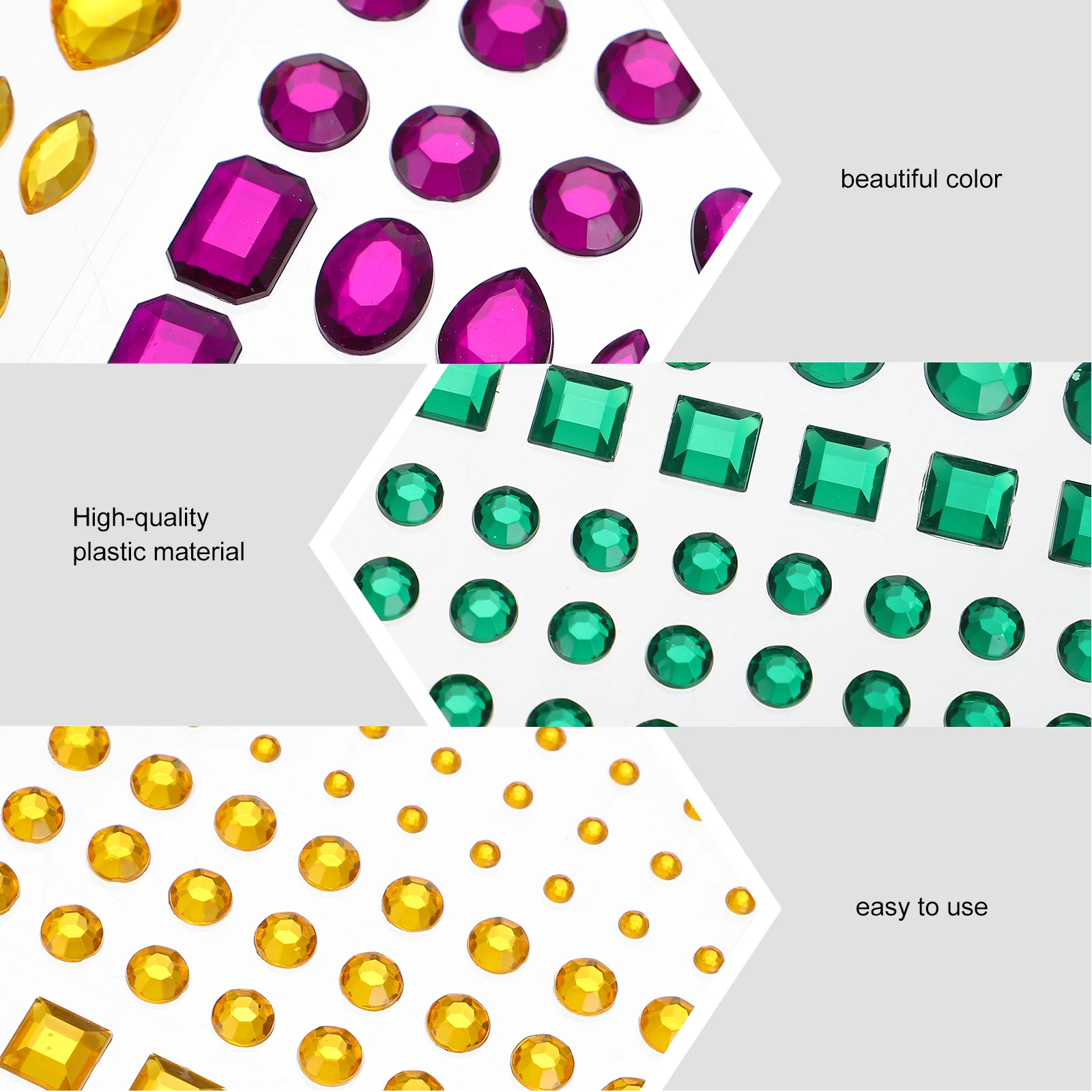 

6 Sheets Stickers Crystal Diamond Nail Decor Glass Black Rhinestones Child Decoration