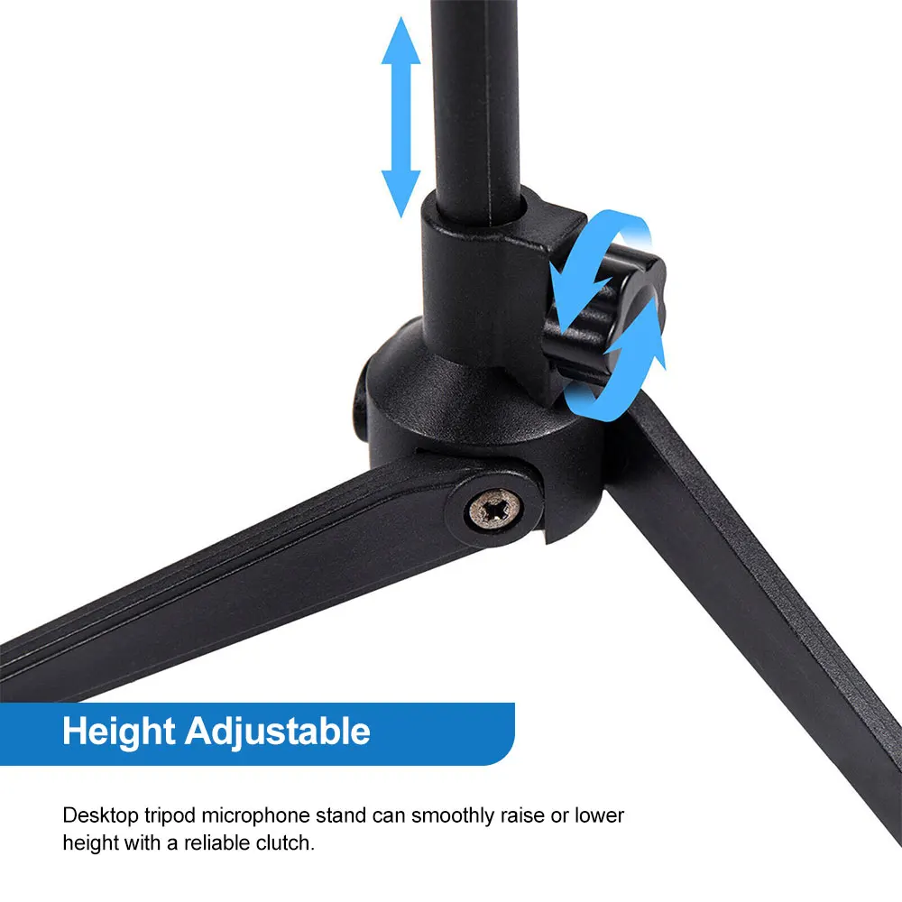 NEW Microphone Stand Desktop Tripod Mini Portable Table Stand Adjustable Mic Holder Mic Clip Lightweight Bracket