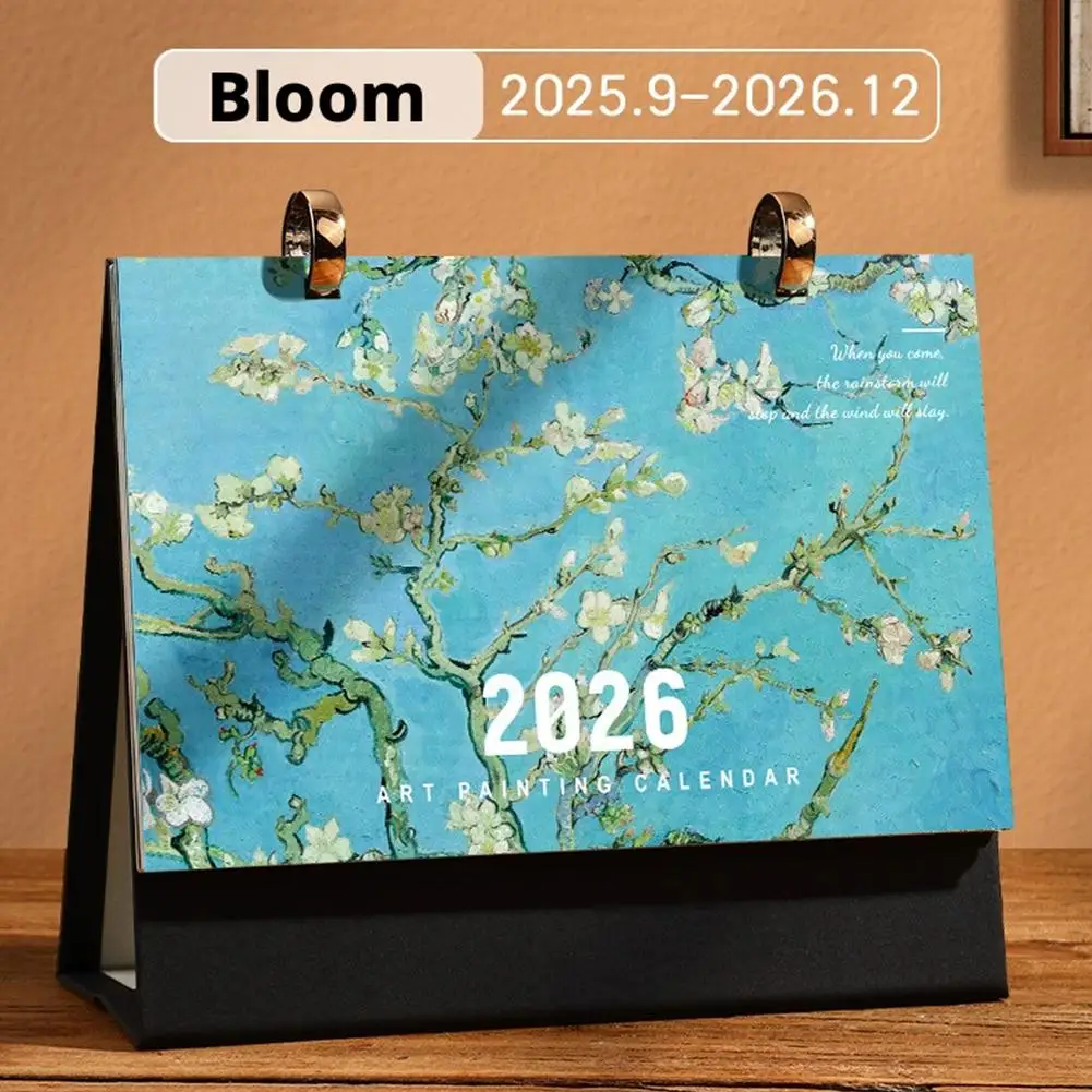 1Pc 2026 Bureaukalender Vintage Schilderij Kalender Met Memo Notities Maandelijkse Kalender Voor Home Office School Planning Organiseren