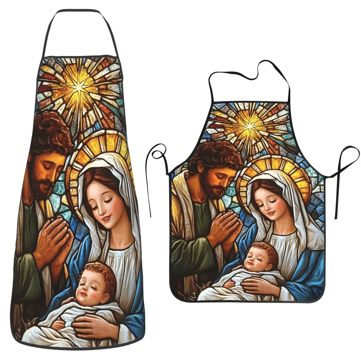 Christ Virgin Mary Holding Baby Jesus Apron Chef Cooking Tablier Sleeveless Bib Kitchen Cleaning Pinafore for Women Men Painting